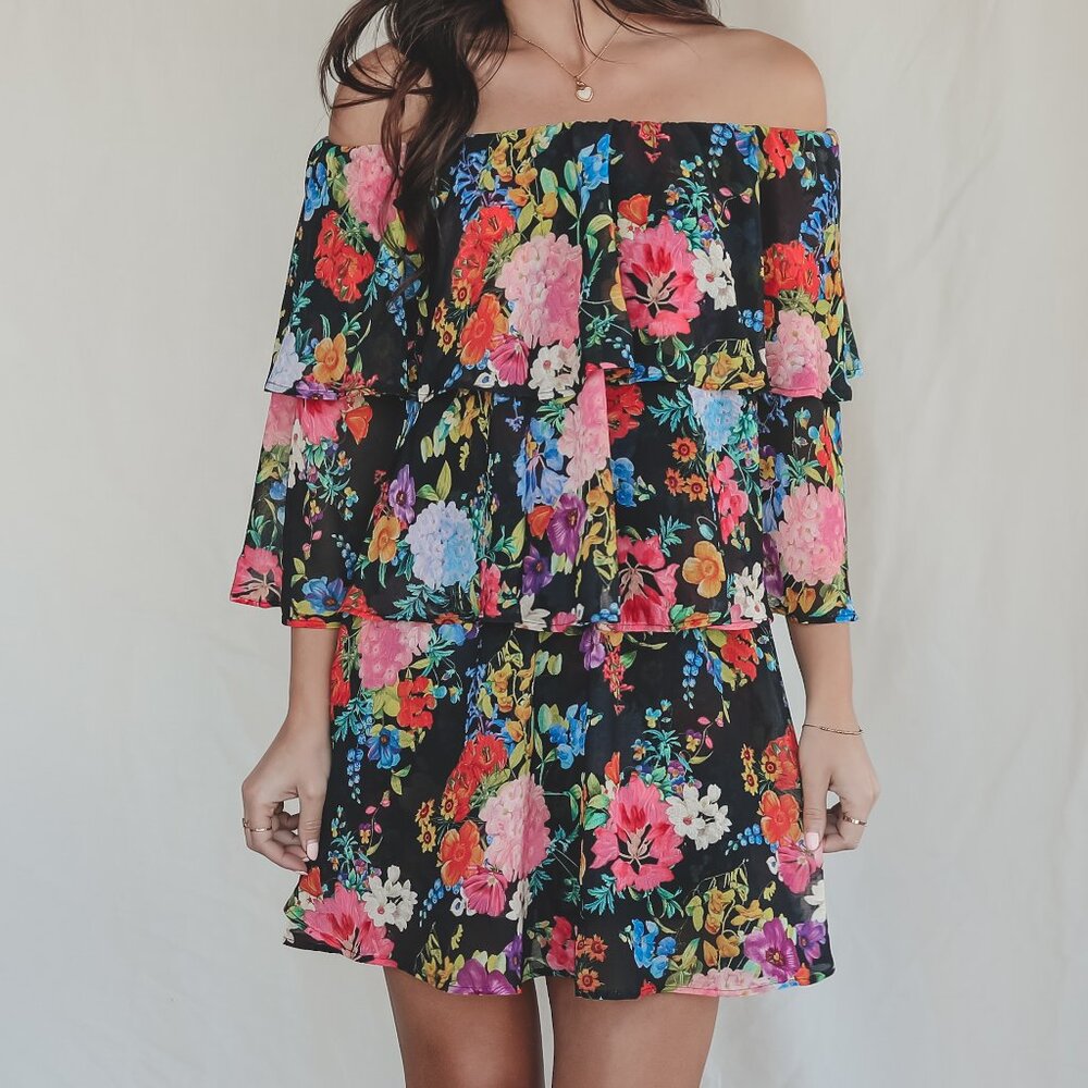 Show Me Your MuMu Black Floral Off-Shoulder Romper